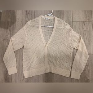 Uniqlo knit perforated ivory cardigan